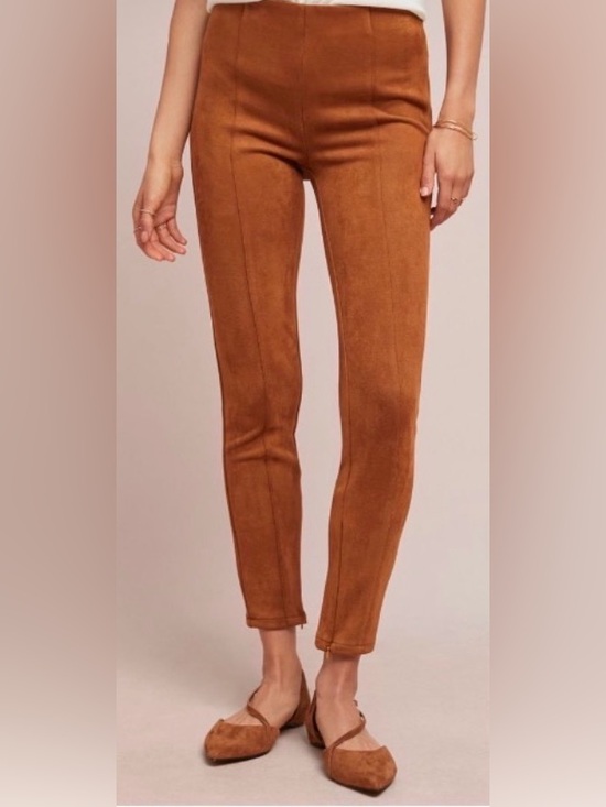 Anthropologie Pants - Anthropologie Faux Suede Leggings Slim High-Waist Brown Pants : Size 29R (8)